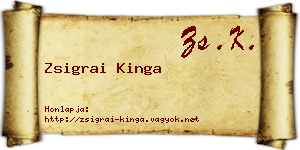 Zsigrai Kinga névjegykártya